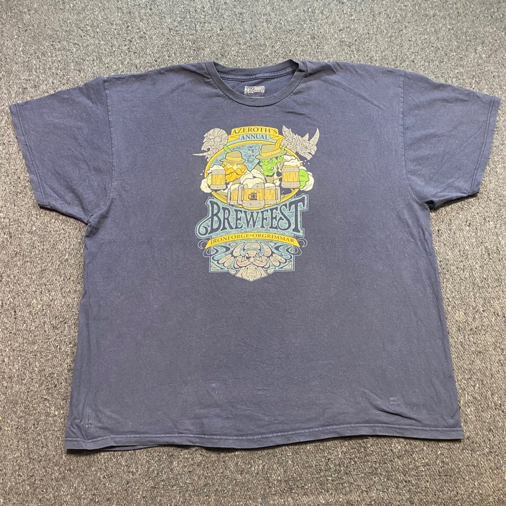 Blizzard World of Warcraft Brewfest Shirt Sz 3X Mens Navy Gamer Graphic JINX WoW